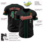 Custom Black Baseball Jersey with Kelly Green and Red Accents - Authentic Design Custom Black Kelly Green-Red Authentic Baseball - Image 3