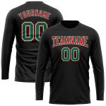Custom Performance T-Shirt in Black, Kelly Green, Red & White - Long Sleeve Custom Black Kelly Green Red-White Long Sleeve - Image 2