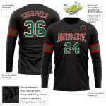 Custom Performance T-Shirt in Black, Kelly Green, Red & White - Long Sleeve Custom Black Kelly Green Red-White Long Sleeve - Image 3