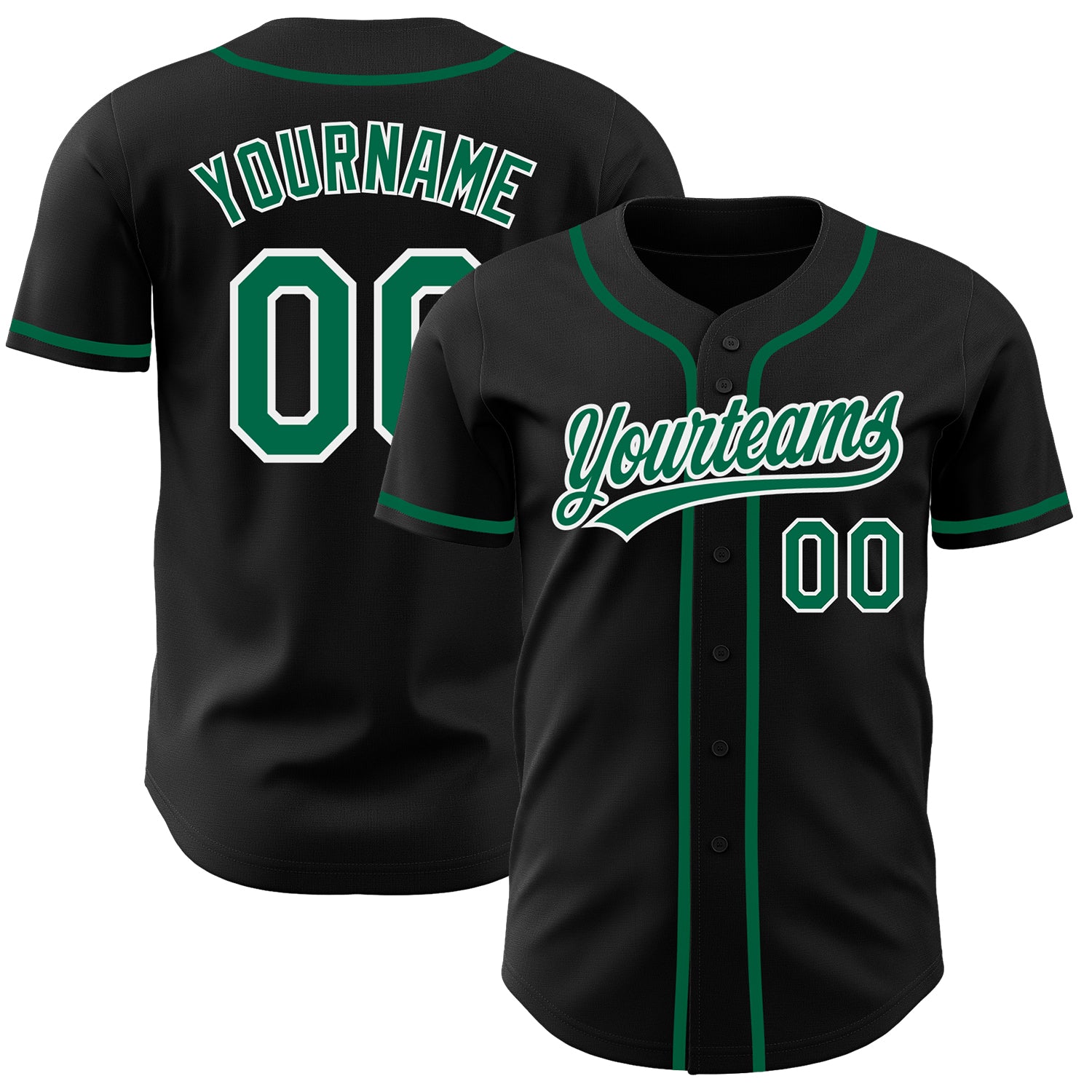 Custom Black Kelly Green White Baseball Jersey - Authentic Design for Fans Custom Black Kelly Green-White Authentic Baseball
