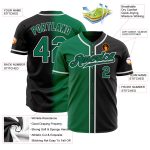 Custom Black Green White Authentic Fade Baseball Jersey - Fashion Style Custom Black Kelly Green-White Authentic Fade Fashion - Image 2
