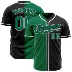 Custom Black Green White Authentic Fade Baseball Jersey - Fashion Style Custom Black Kelly Green-White Authentic Fade Fashion
