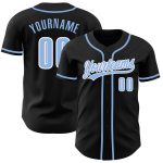 Custom Black Light Blue White Baseball Jersey - Authentic Design for Fans Custom Black Light Blue-White Authentic Baseball