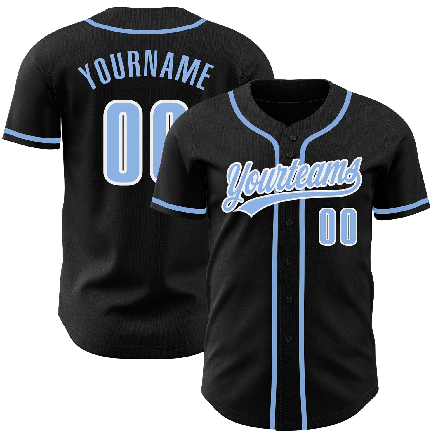 Custom Black Light Blue White Baseball Jersey - Authentic Design for Fans Custom Black Light Blue-White Authentic Baseball