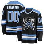 Custom Black Light Blue White Hockey Jersey - Personalized Sports Apparel Custom Black Light Blue-White Hockey Jersey