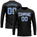 Custom Performance T-Shirt in Black Light Blue White - Long Sleeve Design for Comfort and Style Custom Black Light Blue-White - Image 2