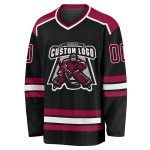 Custom Black Maroon White Hockey Jersey - Personalized Ice Hockey Team Jersey Custom Black Maroon-White Hockey Jersey - Image 2