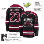 Custom Black Maroon White Hockey Jersey - Personalized Ice Hockey Team Jersey Custom Black Maroon-White Hockey Jersey - Image 3