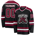 Custom Black Maroon White Hockey Jersey - Personalized Ice Hockey Team Jersey Custom Black Maroon-White Hockey Jersey