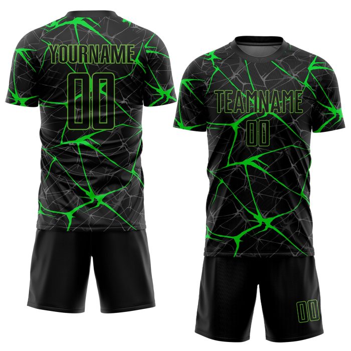 Custom Sublimation Soccer Jersey - Black Neon Green Uniform Custom Black Neon Green Sublimation Soccer Uniform Jersey - Image 2