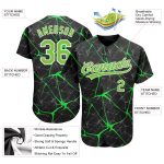 Custom Black Neon Green White 3D Pattern Baseball Jersey - Authentic Design Custom Black Neon Green-White 3D Pattern Design - Image 3