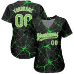 Custom Black Neon Green White 3D Pattern Baseball Jersey - Authentic Design Custom Black Neon Green-White 3D Pattern Design - Image 2