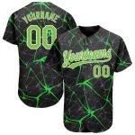 Custom Black Neon Green White 3D Pattern Baseball Jersey - Authentic Design Custom Black Neon Green-White 3D Pattern Design