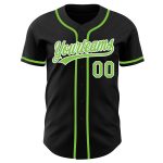 Black Neon Green-White Custom Authentic Baseball Jersey Style 9451 Custom Black Neon Green-White Authentic Baseball Jersey - Image 2