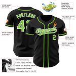 Black Neon Green-White Custom Authentic Baseball Jersey Style 9451 Custom Black Neon Green-White Authentic Baseball Jersey - Image 3