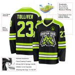 Custom Black Neon Green White Hockey Jersey for Men and Women, Style 7403 Custom Black Neon Green-White Hockey Jersey Style - Image 3