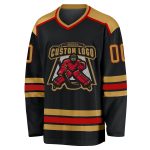 Custom Black Gold Red Hockey Jersey for Men and Women - Personalized Sports Apparel Custom Black Old Gold-Red Hockey Jersey - Image 2