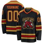 Custom Black Gold Red Hockey Jersey for Men and Women - Personalized Sports Apparel Custom Black Old Gold-Red Hockey Jersey