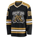 Custom Black Gold White Hockey Jersey for Adults - Personalized Sportswear Custom Black Old Gold-White Hockey Jersey - Image 2