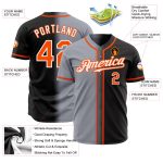 Authentic Fade Fashion Baseball Jersey in Custom Black, Orange, Gray, and White Custom Black Orange Gray-White Authentic - Image 2