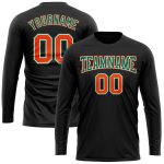 Custom Long Sleeve Performance T-Shirt in Black, Orange, Kelly Green and White Custom Black Orange Kelly Green-White Long - Image 2
