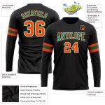 Custom Long Sleeve Performance T-Shirt in Black, Orange, Kelly Green and White Custom Black Orange Kelly Green-White Long - Image 3