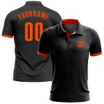Custom Performance Golf Polo Shirt in Black and Orange for Men Custom Black Orange Performance Golf Polo Shirt