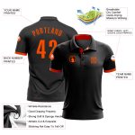 Custom Performance Golf Polo Shirt in Black and Orange for Men Custom Black Orange Performance Golf Polo Shirt - Image 3