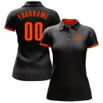 Custom Performance Golf Polo Shirt in Black and Orange for Men Custom Black Orange Performance Golf Polo Shirt - Image 2