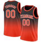 Custom Black Orange White Basketball Jersey - Authentic Fade Design Custom Black Orange-White Authentic Fade Fashion Basketball