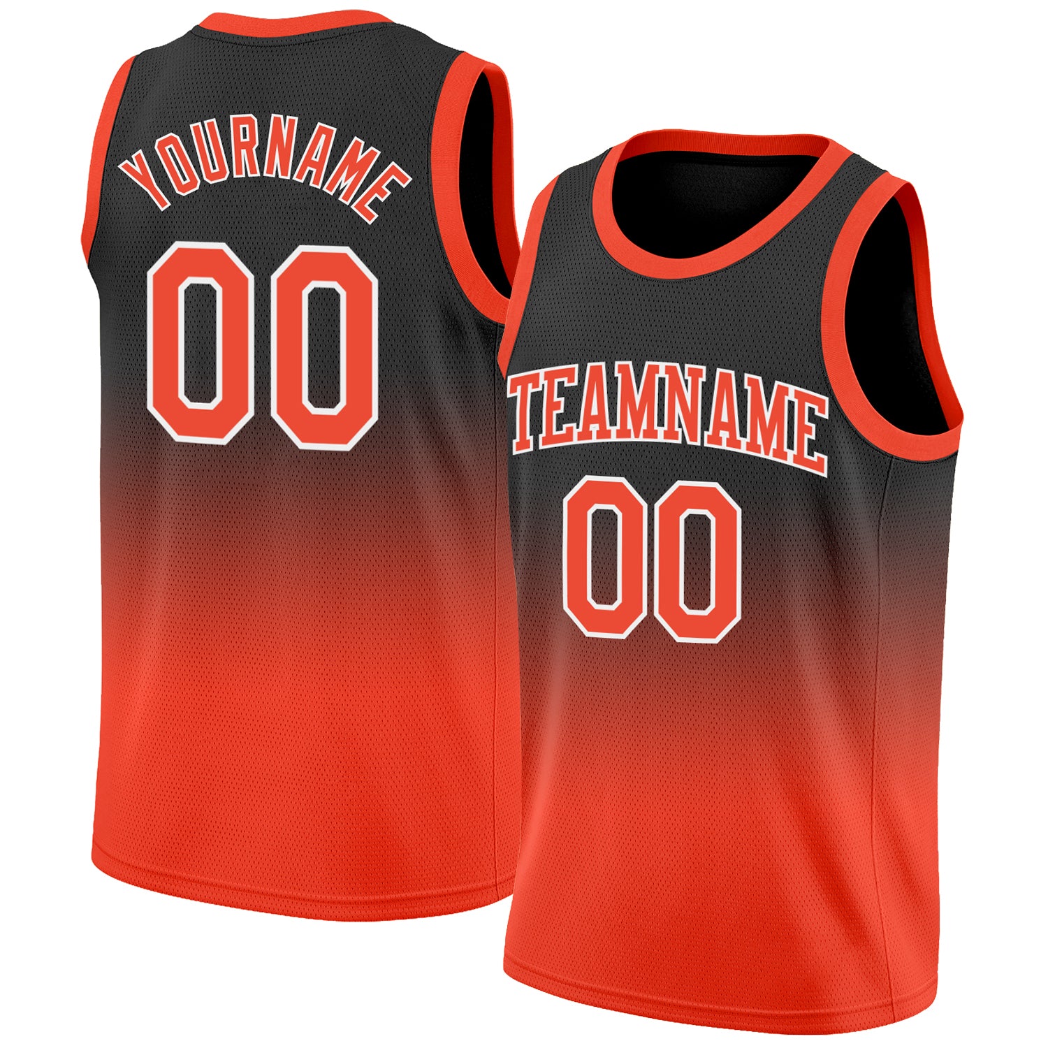 Custom Black Orange White Basketball Jersey - Authentic Fade Design Custom Black Orange-White Authentic Fade Fashion Basketball