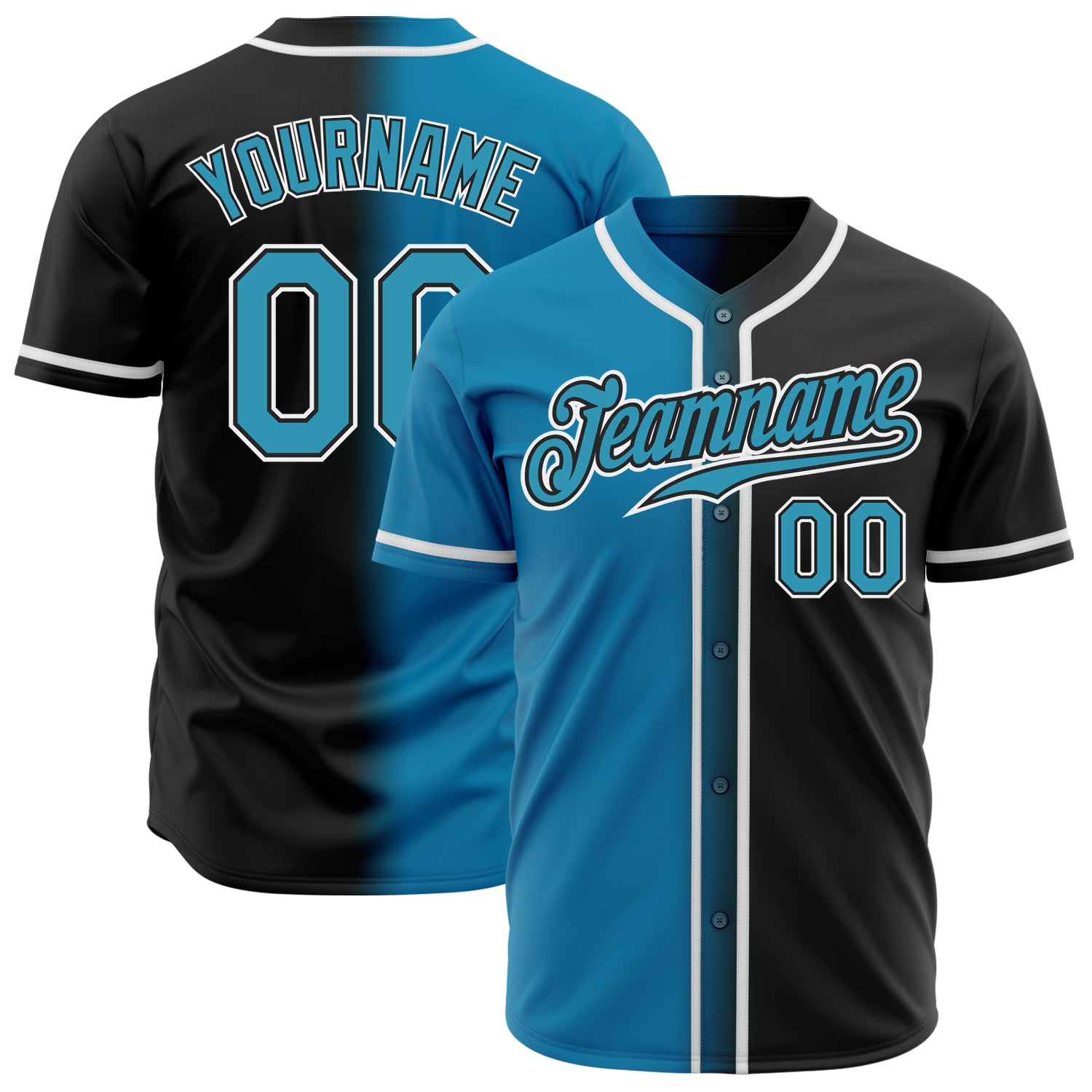 Custom Black Panther Jersey - Blue-White Authentic Fade Fashion Baseball Jersey Custom Black Panther Blue-White Authentic