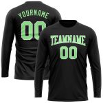 Custom Performance T-Shirt Black Pea Green-White Long Sleeve for Men Custom Black Pea Green-White Long Sleeve Performance - Image 2