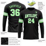 Custom Performance T-Shirt Black Pea Green-White Long Sleeve for Men Custom Black Pea Green-White Long Sleeve Performance - Image 3