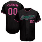 Custom Black Pink Kelly Green Baseball Jersey Authentic Design Custom Black Pink-Kelly Green Authentic Baseball Jersey