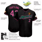 Custom Black Pink Kelly Green Baseball Jersey Authentic Design Custom Black Pink-Kelly Green Authentic Baseball Jersey - Image 3