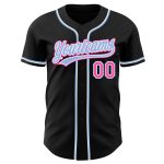 Custom Black Pink-Light Blue Authentic Baseball Jersey for Sports Fans and Players Custom Black Pink-Light Blue Authentic - Image 2