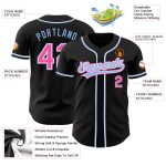 Custom Black Pink-Light Blue Authentic Baseball Jersey for Sports Fans and Players Custom Black Pink-Light Blue Authentic - Image 3