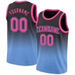 Custom Black Pink-Light Blue Basketball Jersey for Authentic Fade Fashion Style Custom Black Pink-Light Blue Authentic Fade