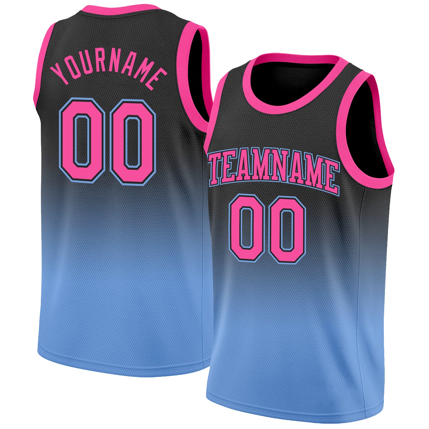 Custom Black Pink-Light Blue Authentic Fade Fashion Basketball Jersey Custom Black Pink-Light Blue Basketball Jersey for Authentic Fade Fashion Style Custom Black Pink-Light Blue Authentic Fade - Image 1