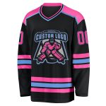 Custom Black Pink-Light Blue Hockey Jersey Personalized Team Apparel Custom Black Pink-Light Blue Hockey Jersey - Image 2