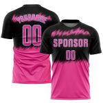 Custom Sublimation Soccer Jersey Black Pink Light Blue Uniform Custom Black Pink-Light Blue Sublimation Soccer Uniform Jersey