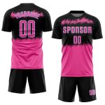 Custom Sublimation Soccer Jersey Black Pink Light Blue Uniform Custom Black Pink-Light Blue Sublimation Soccer Uniform Jersey - Image 2