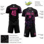 Custom Sublimation Soccer Uniform Jersey - Black Pink Light Blue Style 8895 Custom Black Pink-Light Blue Sublimation Soccer - Image 3