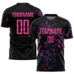 Custom Sublimation Soccer Uniform Jersey - Black Pink Light Blue Style 8895 Custom Black Pink-Light Blue Sublimation Soccer