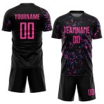 Custom Sublimation Soccer Uniform Jersey - Black Pink Light Blue Style 8895 Custom Black Pink-Light Blue Sublimation Soccer - Image 2