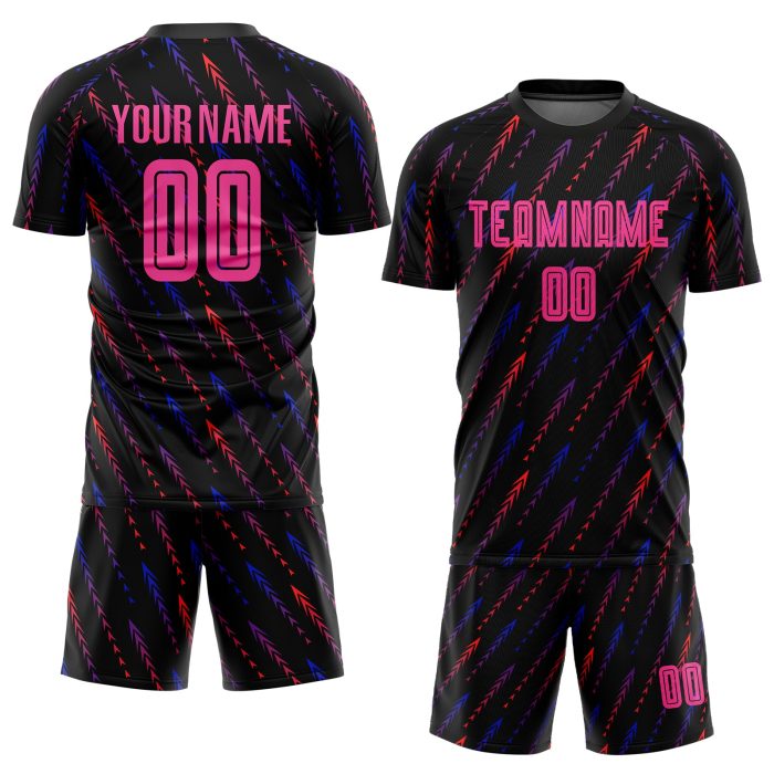 Custom Soccer Jersey Pink-Orange Sublimation Black Design for Teams Custom Black Pink-Orange Sublimation Soccer Uniform Jersey - Image 2