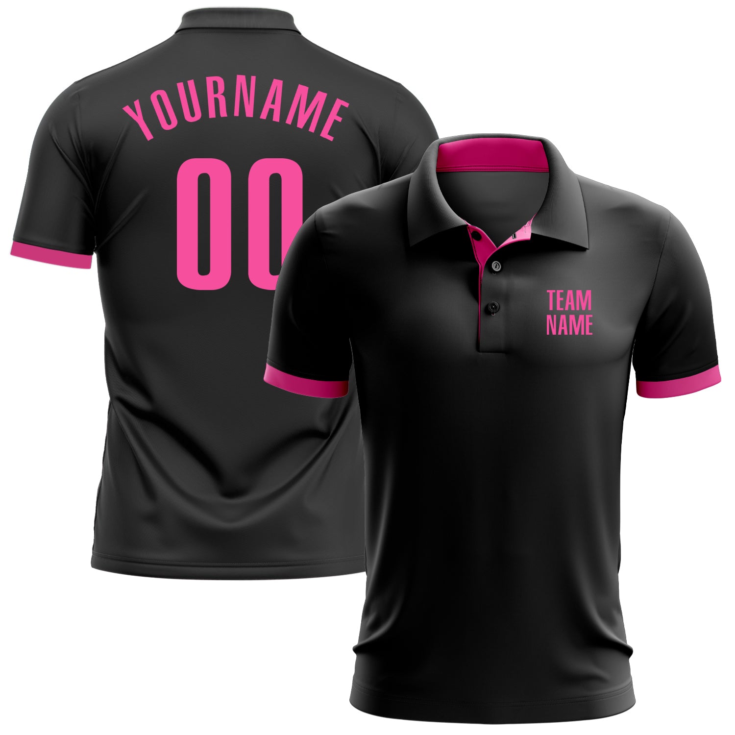 Custom Black Pink Performance Golf Polo Shirt Custom Black Pink Golf Polo Shirt for Performance Enhancing Comfort Custom Black Pink Performance Golf Polo Shirt - Image 1