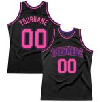 Black Pink Purple Custom Authentic Basketball Jersey - Throwback Style Custom Black Pink-Purple Authentic Throwback Basketball