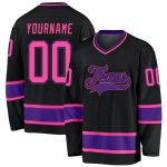 Custom Black Pink Purple Hockey Jersey for Men and Women - Personalized Team Apparel Custom Black Pink-Purple Hockey Jersey